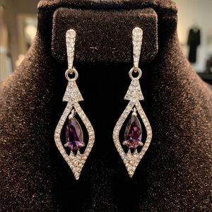 Sterling Silver Amethyst Teardrop Dangle Earrings